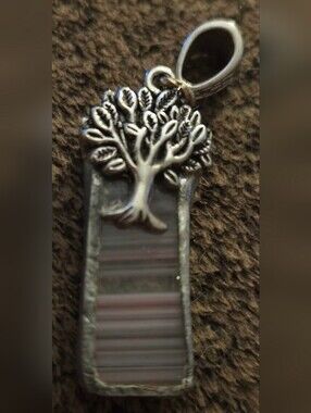 Silver Tree of Life Pendant With Purple Agate Stone